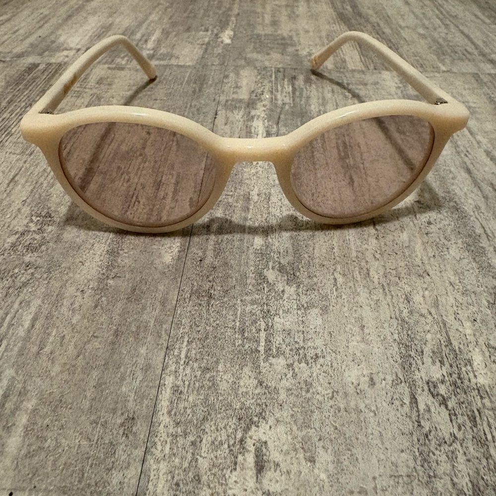 Madewell Light Pink / Cream Plastic Round Sun Glasses - Picture 2 of 5